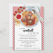 Een beetje gehaktbal is onderweg met rood Baby sho Kaart (Voorkant)