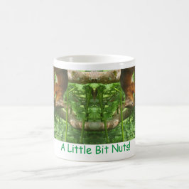 "Een beetje gek", ondersteboven rode eekhoorns. Koffiemok