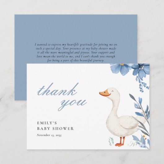 Een beetje Gekke Goose Boy Baby shower Bedankkaart (Voorkant / Achterkant)