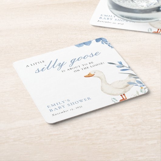 Een beetje Gekke Goose Boy Baby shower Kartonnen Onderzetters (Schuin)
