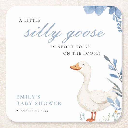 Een beetje Gekke Goose Boy Baby shower Kartonnen Onderzetters (Voorkant)