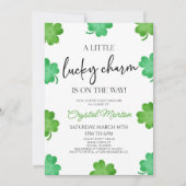 Een beetje geluk Charm Groene Klaver Baby shower Kaart (Voorkant)