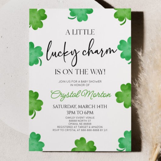 Een beetje geluk Charm Groene Klaver Baby shower Kaart