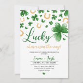 Een beetje geluk Charm Groene Klaver Baby shower Kaart (Voorkant)