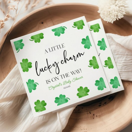 Een beetje geluk Charm Groene Klaver Baby shower Servet