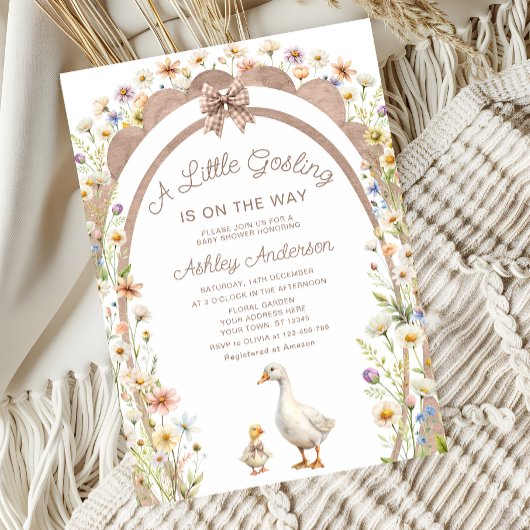 Een beetje Gosling Neutral Floral Baby shower Kaart
