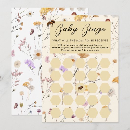 Een beetje Honey Baby shower Baby Bingo Kaart (Voorkant / Achterkant)