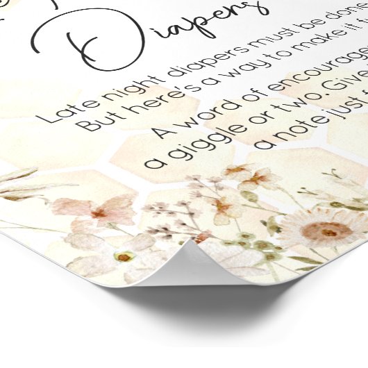 Een beetje Honey Bee Baby shower Late Night Luiers Poster (Hoek)
