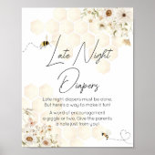 Een beetje Honey Bee Baby shower Late Night Luiers Poster (Voorkant)