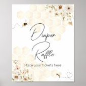 Een beetje Honey Bee Baby shower Luier Raffle Poster (Voorkant)