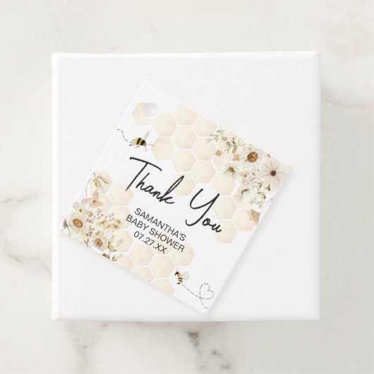 Een beetje Honey Bee Baby shower Square Bedankjes Labels (In situ)