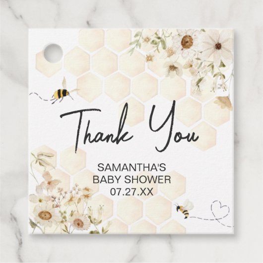 Een beetje Honey Bee Baby shower Square Bedankjes Labels (Voorkant)