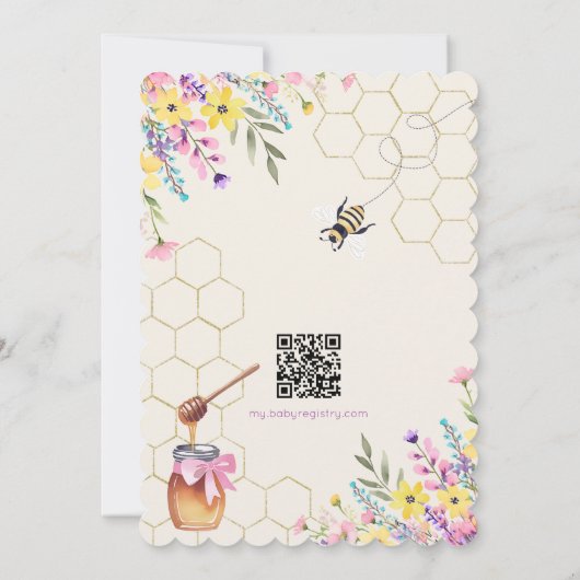 Een beetje Honey Bee Floral Butterflies Baby showe Kaart (Achterkant)