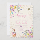 Een beetje Honey Bee Floral Butterflies Baby showe Kaart (Voorkant)