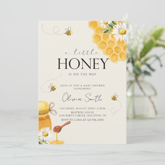 Een beetje Honey Bee Honeycomb Baby shower Kaart (Staand voorkant)