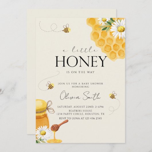 Een beetje Honey Bee Honeycomb Baby shower Kaart (Voorkant / Achterkant)