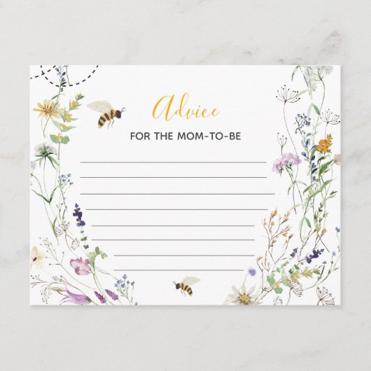 Een beetje Honey Bee Wildflower advies voor mama Informatiekaartje (Voorkant)