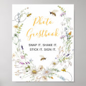 Een beetje Honey Bee Wildflower Fotogastenboek Poster (Voorkant)