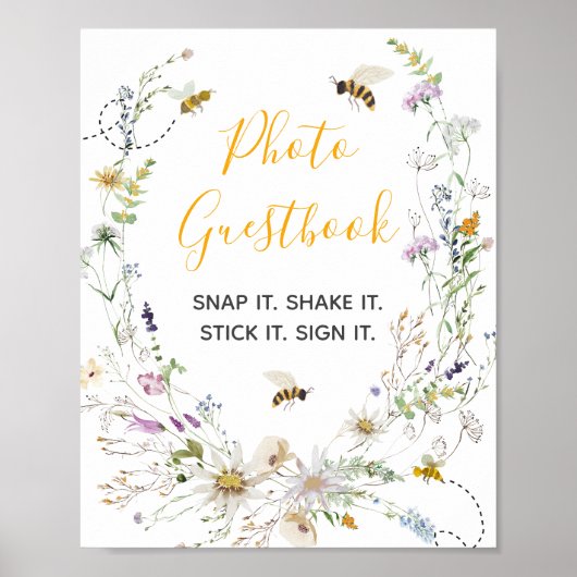 Een beetje Honey Bee Wildflower Fotogastenboek Poster (Voorkant)