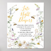 Een beetje Honey Bee Wildflower Late Night Luiers Poster (Voorkant)