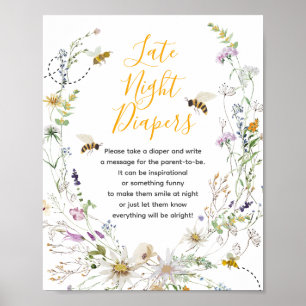 Een beetje Honey Bee Wildflower Late Night Luiers Poster