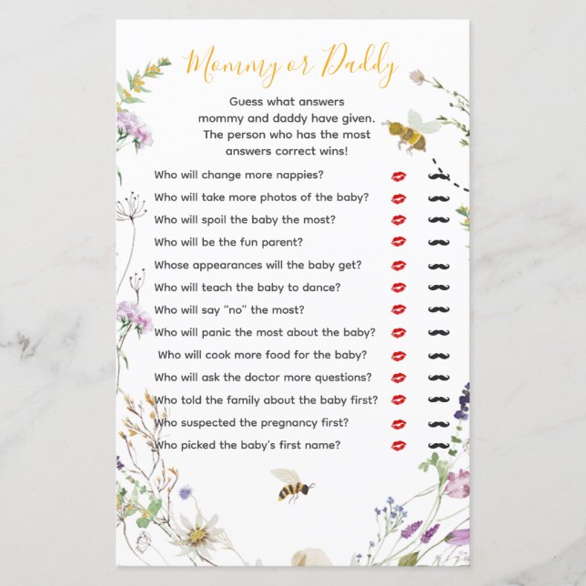 Een beetje Honey Bee Wildflower Mama of papa (Voorkant)