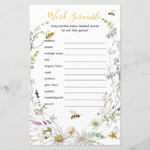 Een beetje Honey Bee Wildflower Word Scramble