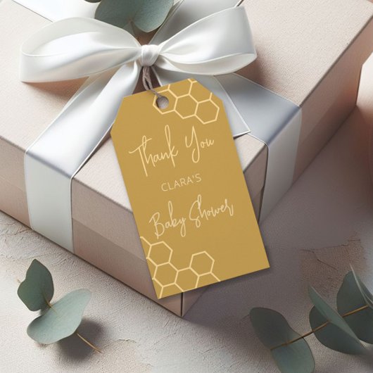 Een beetje Honey Minimal Baby shower Bedankt Cadeaulabel