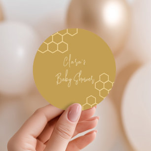 Een beetje Honey Minimal Golden Beige Baby shower Ronde Sticker
