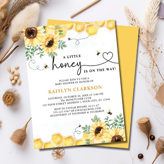 Een beetje Honey Sunflower Bee Baby shower Kaart