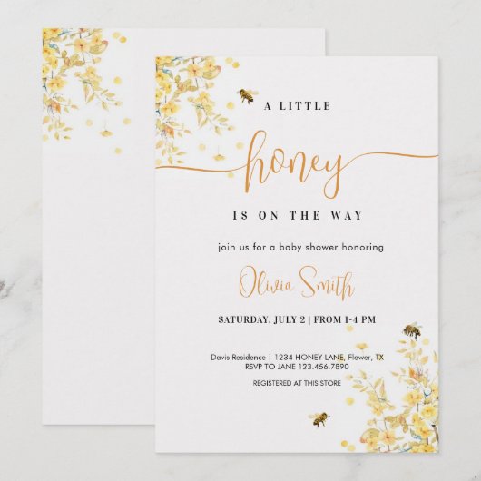 Een beetje honing is onderweg naar Baby shower Kaart (Voorkant / Achterkant)