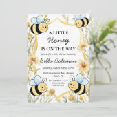 Een beetje honing is onderweg naar het baby shower kaart (Staand voorkant)