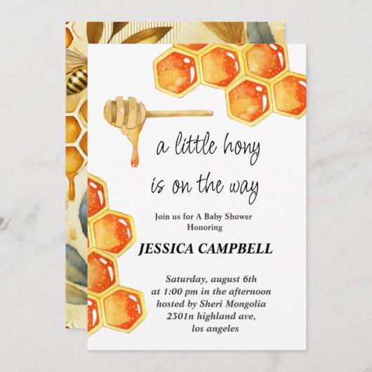 Een beetje honing is onderweg - Uitnodiging voor e (Voorkant / Achterkant)