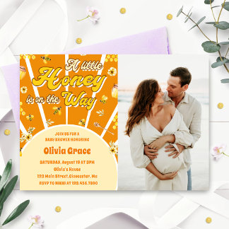 Een beetje honing is op de weg Baby shower foto Kaart