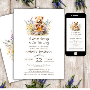 Een beetje honing onderweg Teddybeer baby shower Kaart
