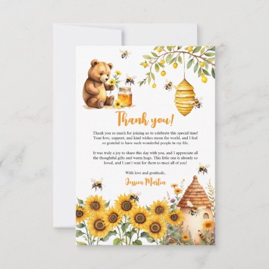 Een beetje honingbij Baby shower dank je kaart (Voorkant)