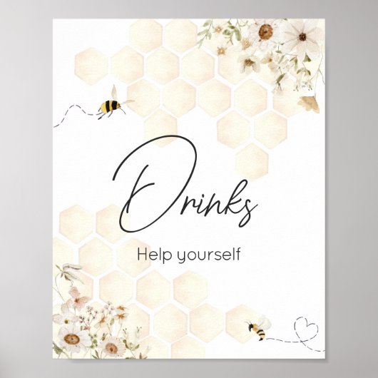Een beetje honingbij Baby shower Drinken Poster (Voorkant)