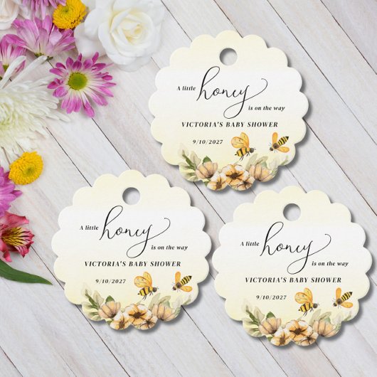 Een beetje honingbij Baby shower Ronde geschulpte Bedankjes Labels