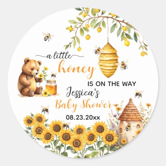 Een beetje honingbij Baby shower Ronde Sticker (Voorkant)