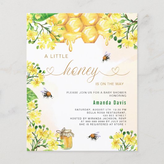 Een beetje honingbij geel budget baby shower (Voorkant)