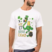Een beetje Iers Vandaag Groene Flamingo St Patrick T-shirt (Voorkant)
