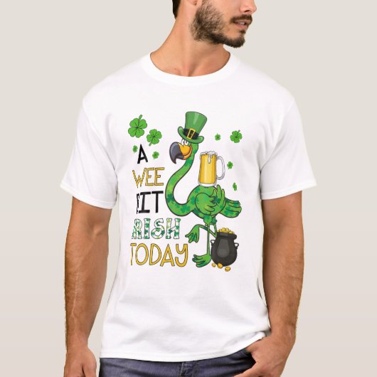 Een beetje Iers Vandaag Groene Flamingo St Patrick T-shirt (Voorkant)