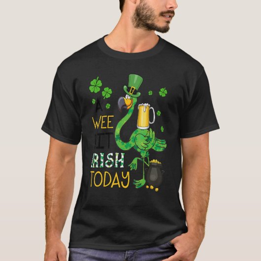 Een beetje Iers vandaag Groene Flamingo St Patrick T-shirt (Voorkant)