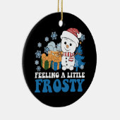 Een beetje ijzig sneeuwman sneeuwkerst voelen keramisch ornament (Rechts)