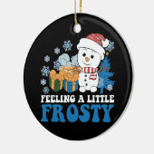 Een beetje ijzig sneeuwman sneeuwkerst voelen keramisch ornament (Links)