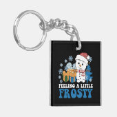 Een beetje ijzig sneeuwman sneeuwkerst voelen sleutelhanger (Voorkant Links)