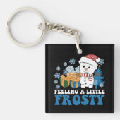 Een beetje ijzig sneeuwman sneeuwkerst voelen sleutelhanger (Voorkant)