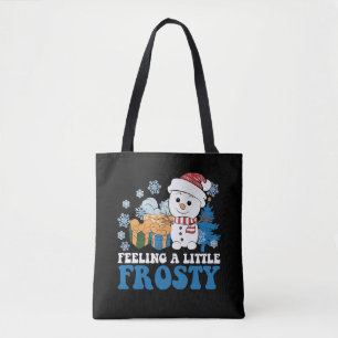 Een beetje ijzig sneeuwman sneeuwkerst voelen tote bag
