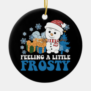Een beetje ijzig sneeuwmannetje sneeuw Kerstmis vo Keramisch Ornament