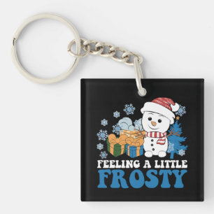 Een beetje ijzig sneeuwmannetje sneeuw Kerstmis vo Sleutelhanger